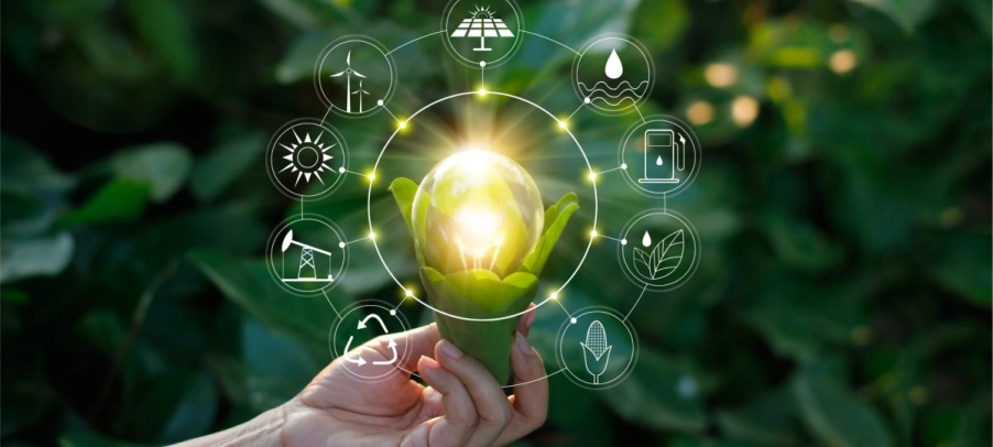 Lampada com soluções ambientais.